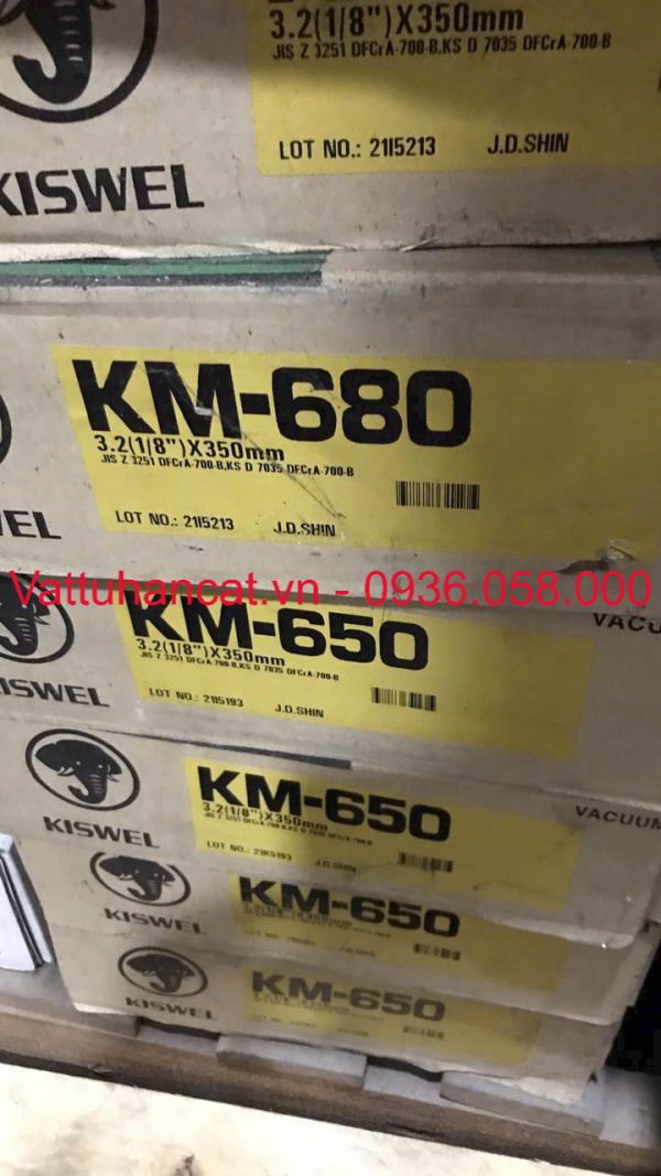 Que hàn chống chịu mài mòn KM-680 Kiswel độ cứng 65 HRC